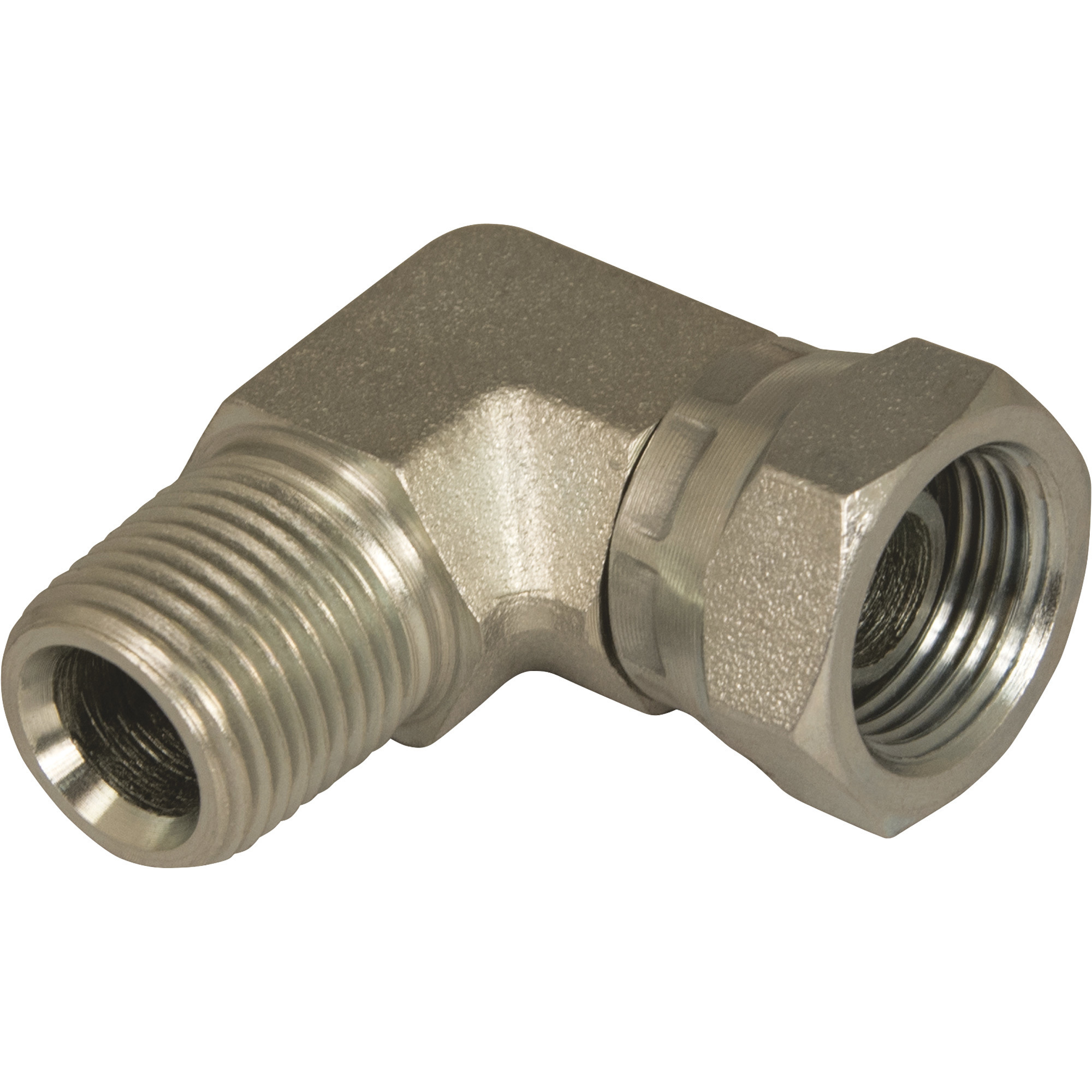 Apache Straight 90 Degree Swivel Adapter, 3/8in. F NPSM x 3/8in. F NPTF